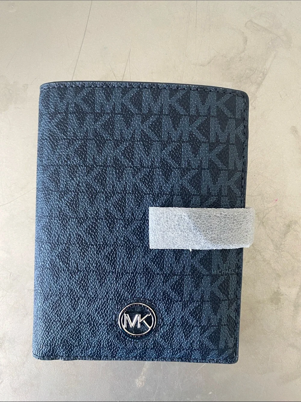 Michael Kors Men's Dark Blue MK Monogram Passport Wallet